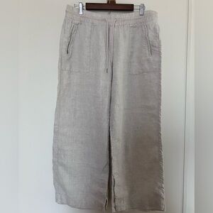 Athleta Retreat Linen Mid Rise Wide Leg Pant size large petite undyed